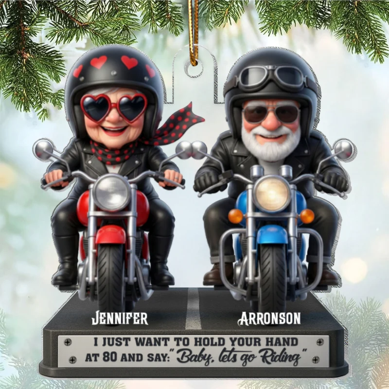 Baby Let's Go Riding Old Couple - Personalized Acrylic Car Hanger - Sentimental Gift for him, for her - Image 8