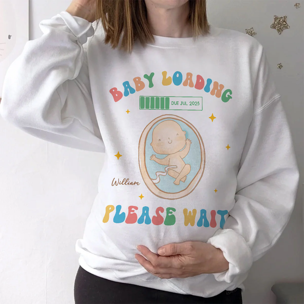Baby Loading Please Wait Personalized Shirt for New Mom, Pregnancy Announcement Gift for Her, Cute Baby Announcement Shirt for Pregnancy Reveal Shirt - Image 2