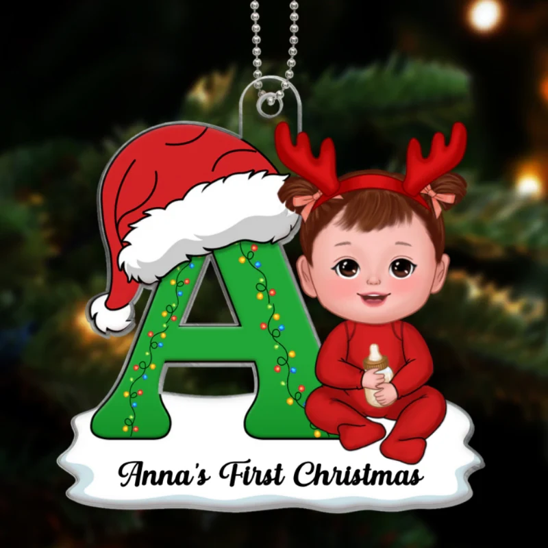 Baby Name First Christmas Personalized Acrylic Ornament - Image 5