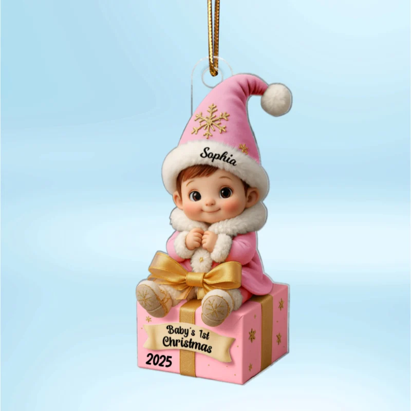 Baby Newborn Gift Box Personalized 3D Effect Acrylic Ornament, Lovely Keepsake to Celebrate Little Miracle - Image 10