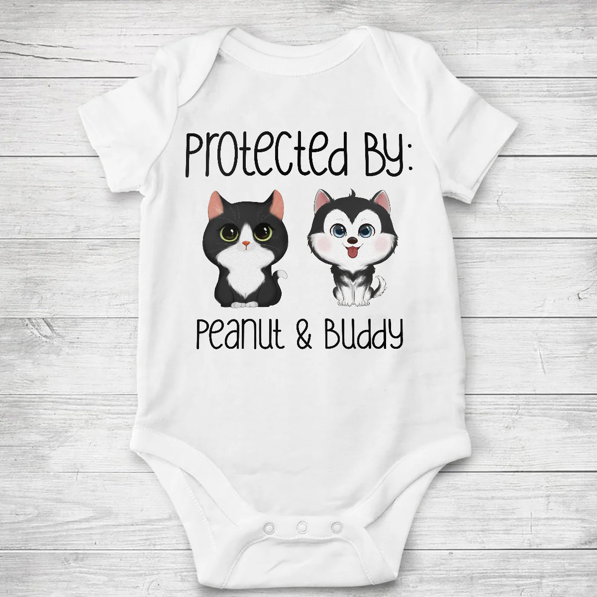 Baby Shower Gift Protected By Pets Personalized Onesie - Image 2