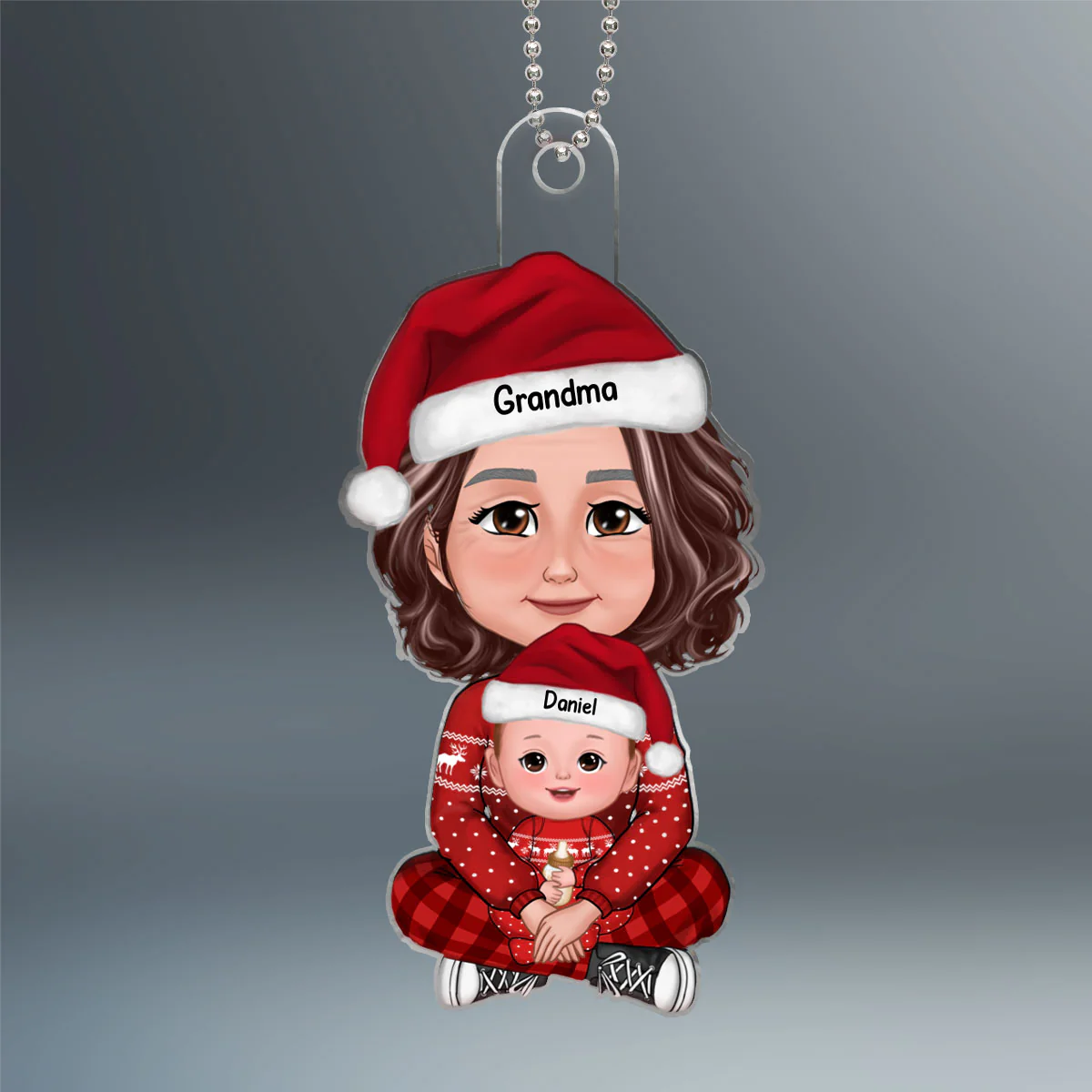 Baby Sitting In Grandma Mom Lap Crossed Leg Christmas Gift Personalized Acrylic Ornament-Baby's First Christmas-Personalized Gift For Grandma - Image 2