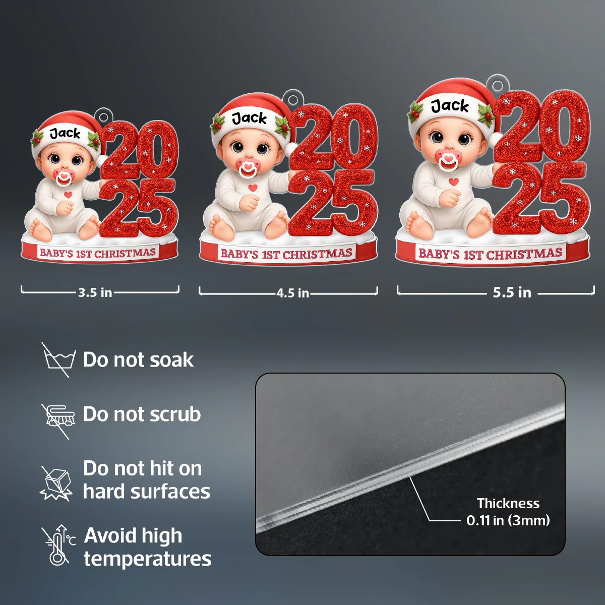 Baby's 1st Christmas 2025 - Personalized Acrylic Ornament - Unique Christmas Gift For New Parent, Newborn Keepsake - Image 13