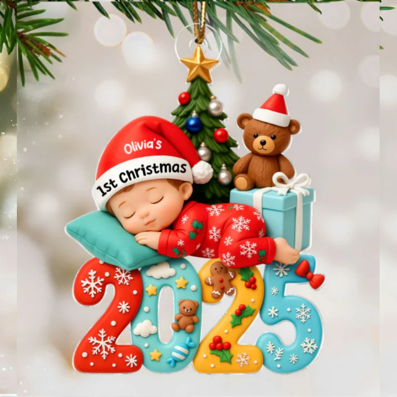 Baby's 1st Christmas 2025 - Personalized Acrylic Ornament - Unique Christmas Gift For New Parent, Newborn Keepsake - Image 14