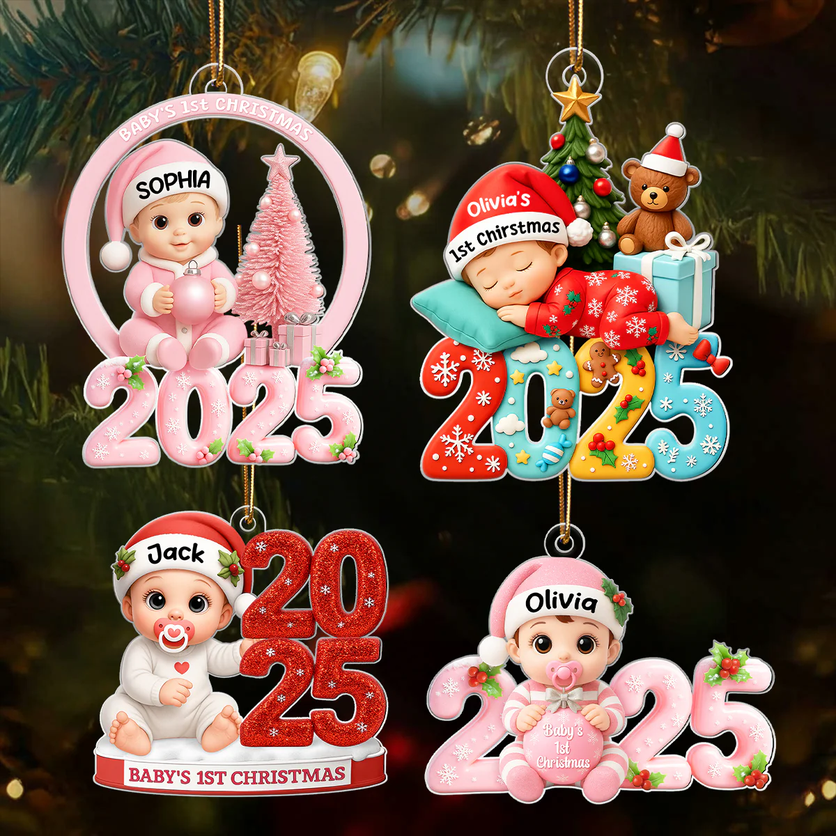 Baby's 1st Christmas 2025 - Personalized Acrylic Ornament - Unique Christmas Gift For New Parent, Newborn Keepsake - Image 2