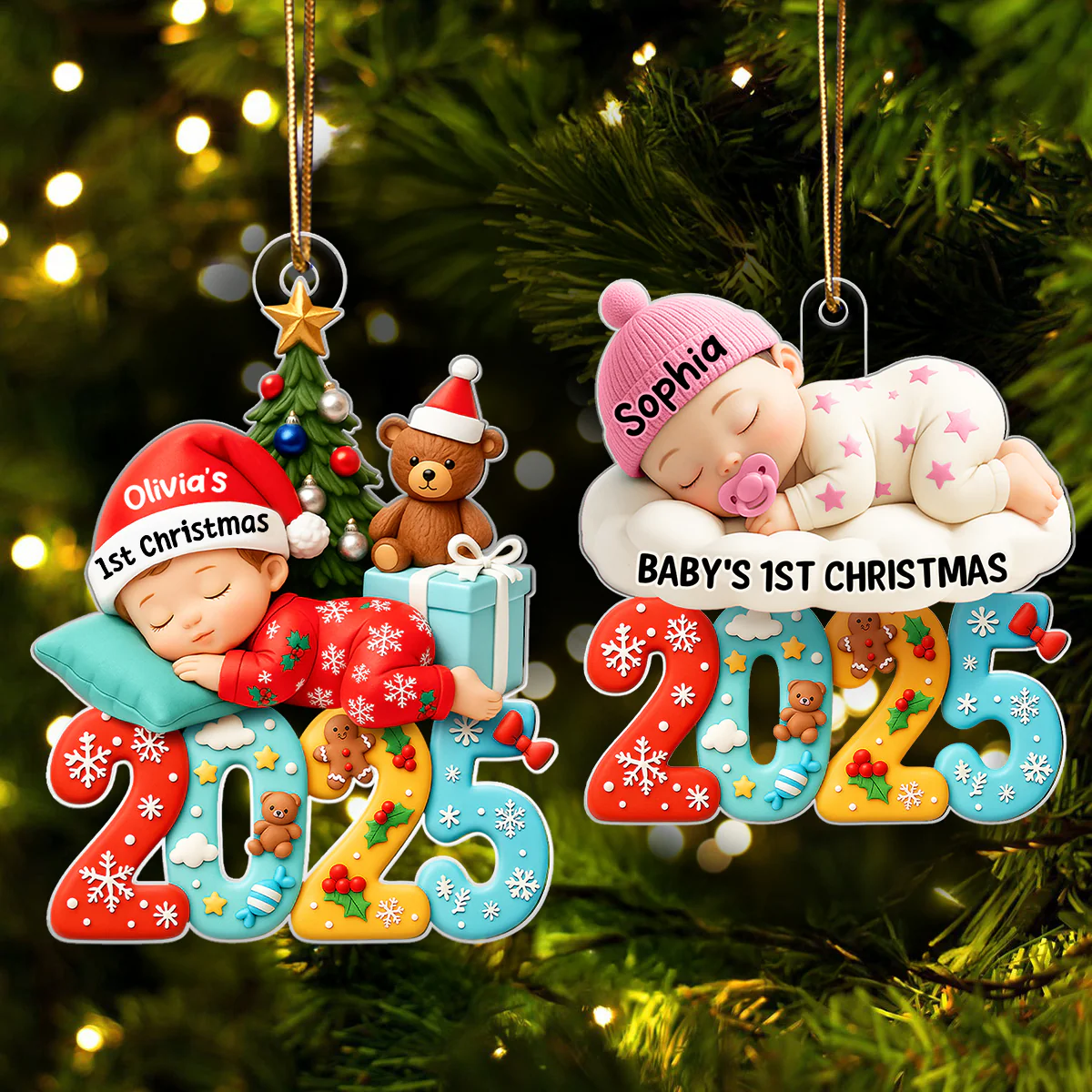Baby's 1st Christmas 2025 - Personalized Acrylic Ornament - Unique Christmas Gift For New Parent, Newborn Keepsake - Image 3