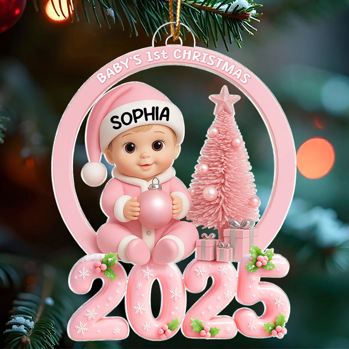 Baby's 1st Christmas 2025 - Personalized Acrylic Ornament - Unique Christmas Gift For New Parent, Newborn Keepsake - Image 4