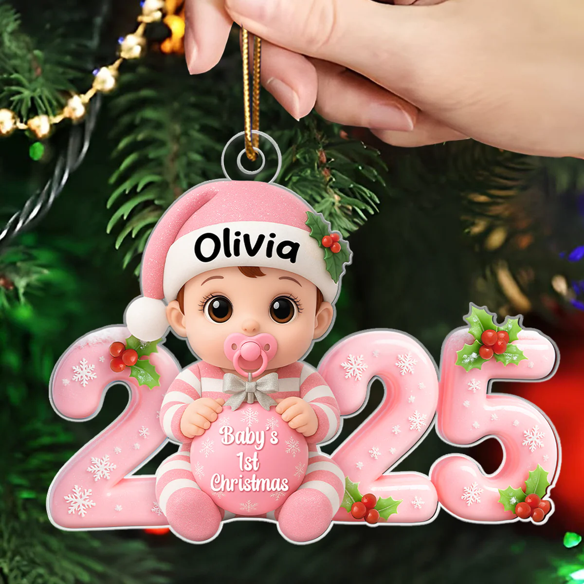 Baby's 1st Christmas 2025 - Personalized Acrylic Ornament - Unique Christmas Gift For New Parent, Newborn Keepsake - Image 5