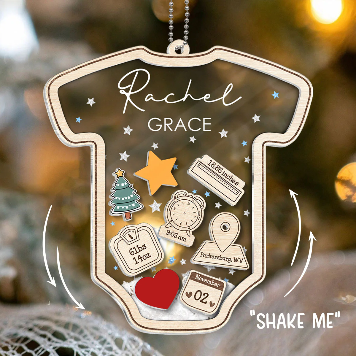 Baby's First Christmas Personalized 4D Shaker Ornament, Custom Newborn Gift - Image 2