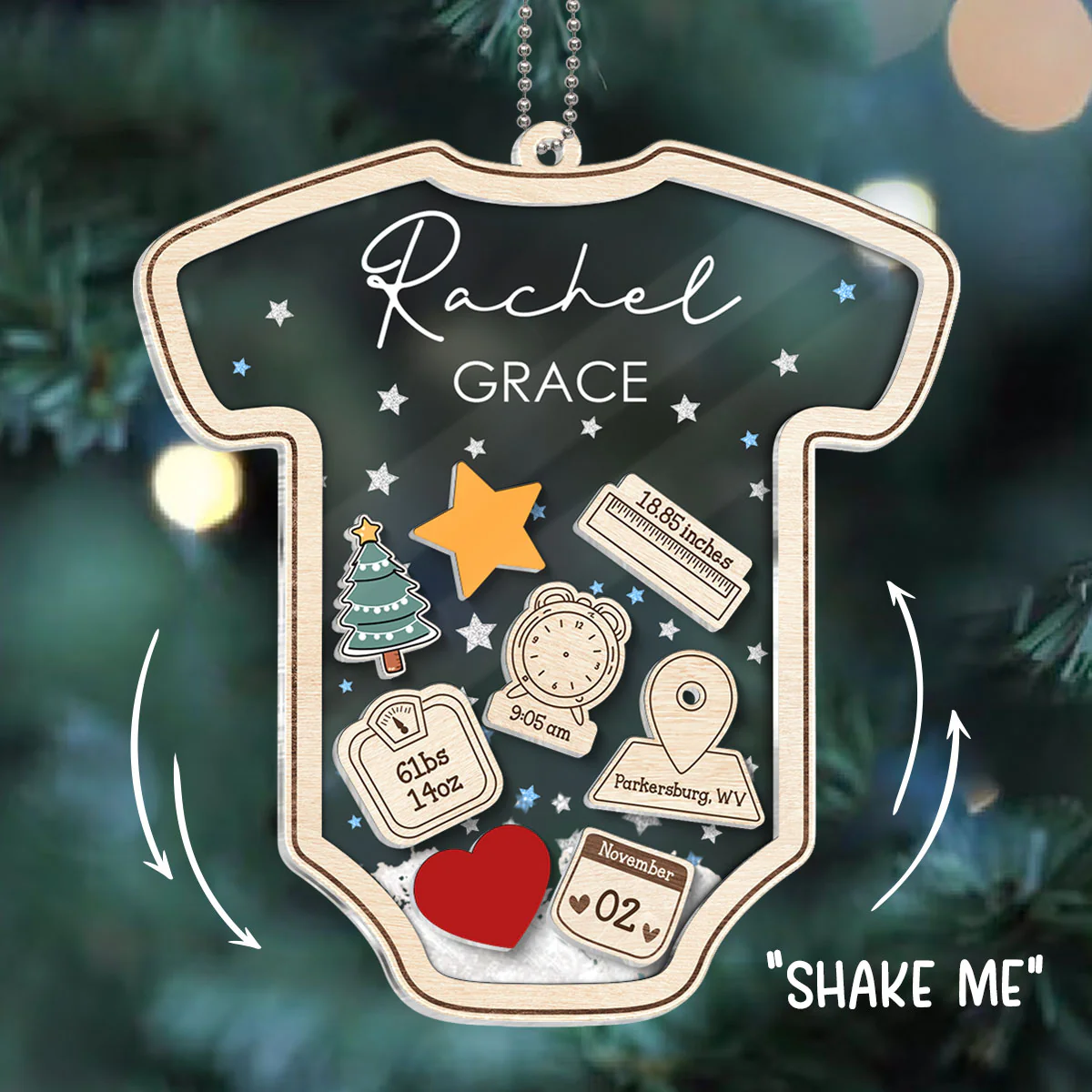 Baby's First Christmas Personalized 4D Shaker Ornament, Custom Newborn Gift - Image 3