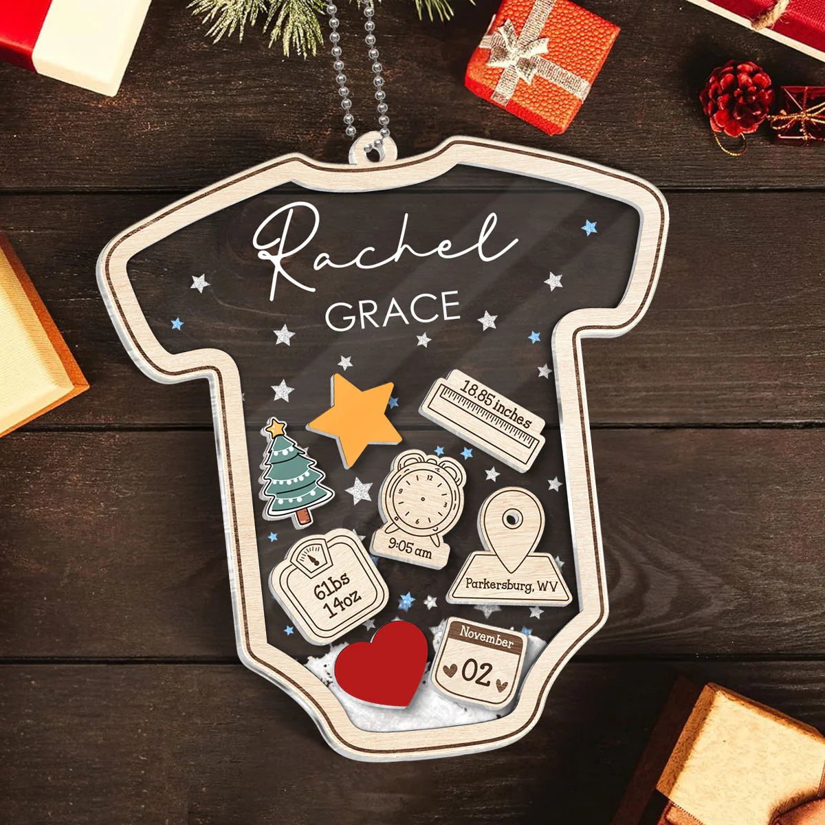Baby's First Christmas Personalized 4D Shaker Ornament, Custom Newborn Gift - Image 4