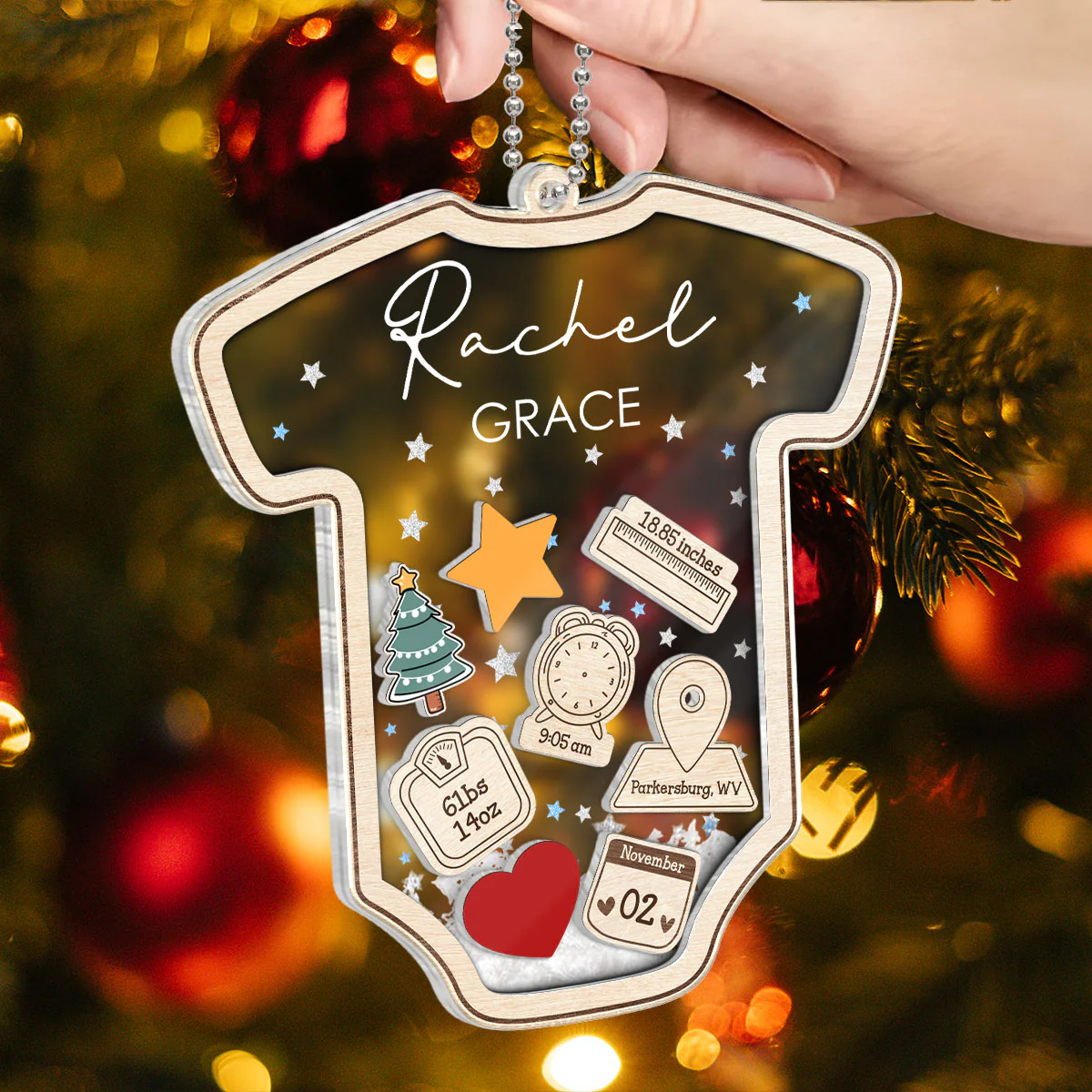 Baby's First Christmas Personalized 4D Shaker Ornament, Custom Newborn Gift - Image 6