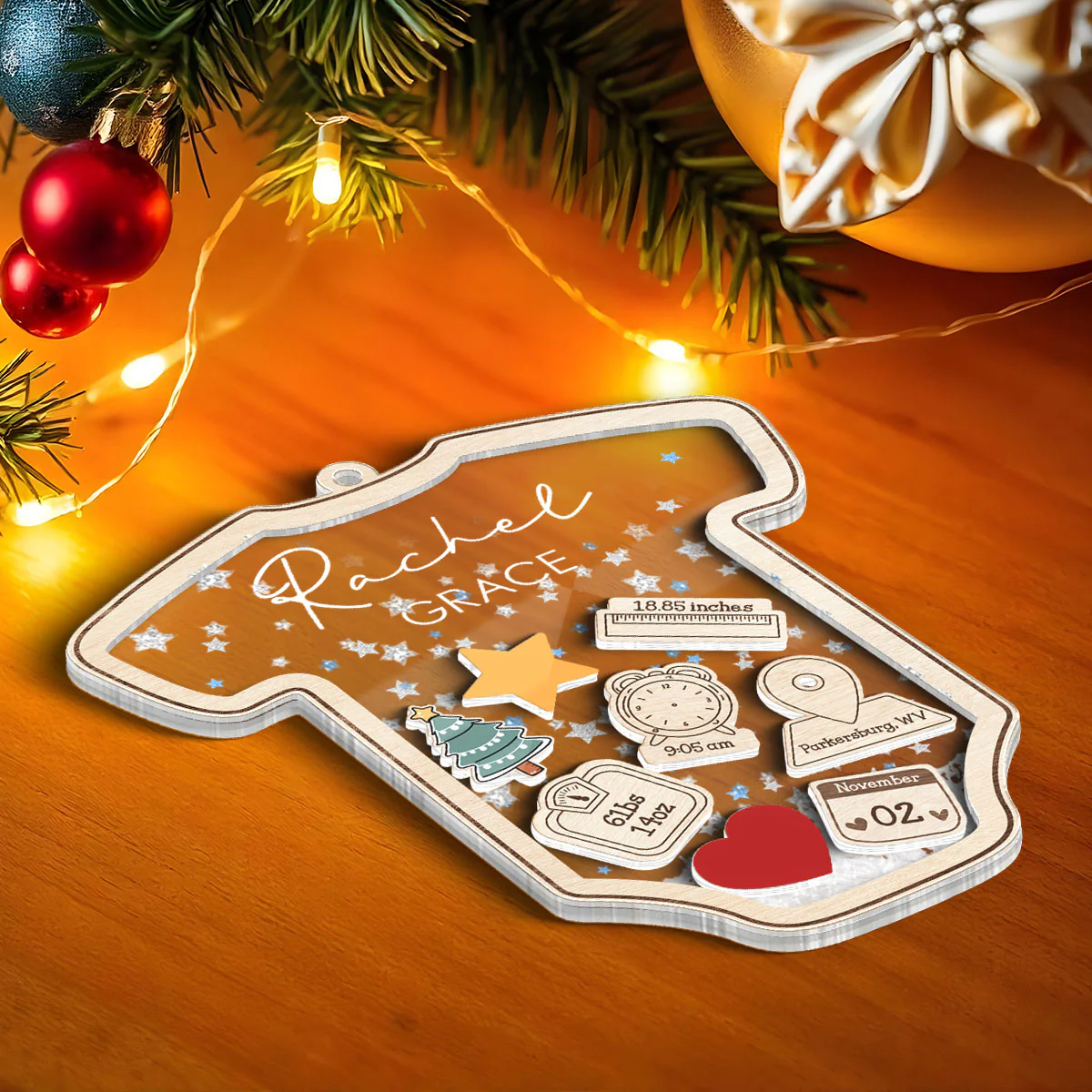 Baby's First Christmas Personalized 4D Shaker Ornament, Custom Newborn Gift - Image 7