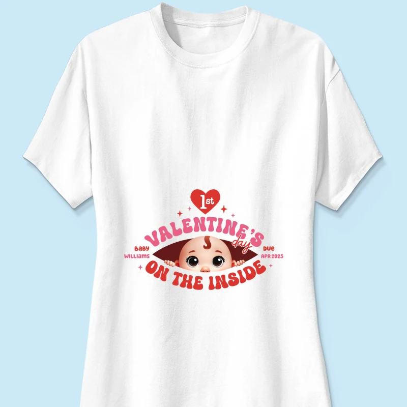 Baby's First On The Inside Personalized Shirt, Custom Pregnancy Reveal Shirt, Expecting Mom - Image 13
