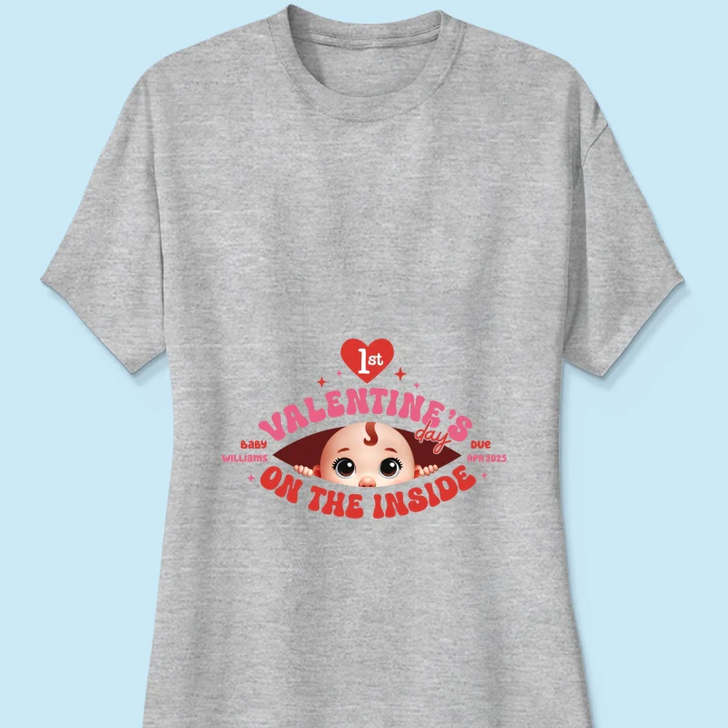 Baby's First On The Inside Personalized Shirt, Custom Pregnancy Reveal Shirt, Expecting Mom - Image 14