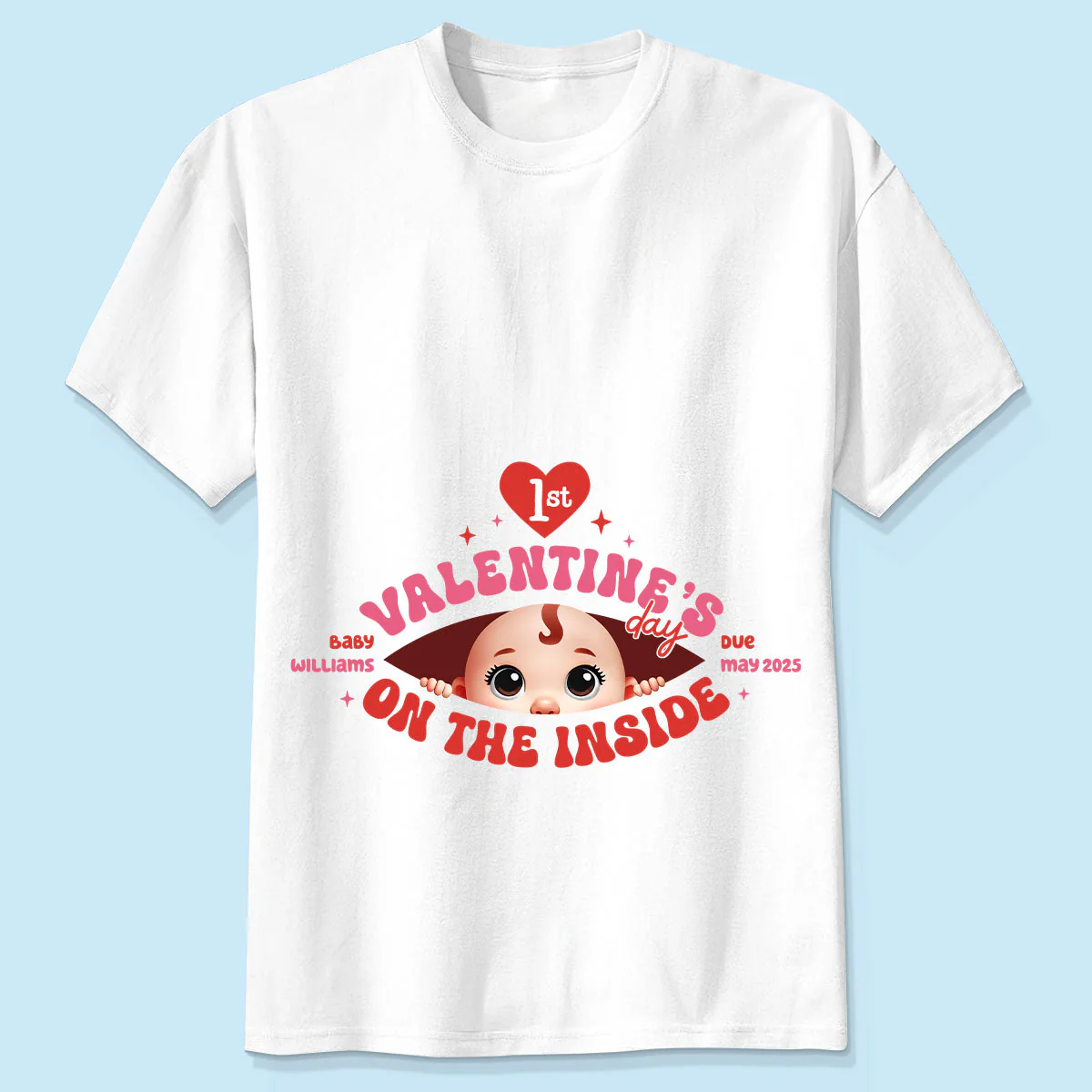 Baby's First On The Inside Personalized Shirt, Custom Pregnancy Reveal Shirt, Expecting Mom - Image 6