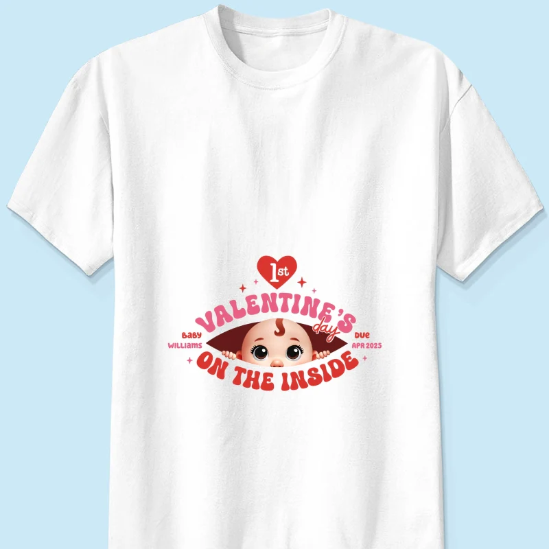 Baby's First On The Inside Personalized Shirt, Custom Pregnancy Reveal Shirt, Expecting Mom - Image 9