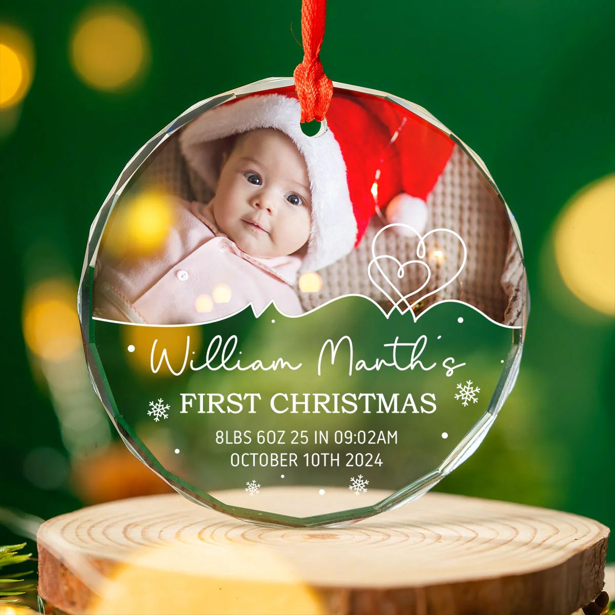 Baby's Frist Christmas Photo Upload Personalized Glass Ornament, Christmas Gift For New Mom New Dad - Image 6