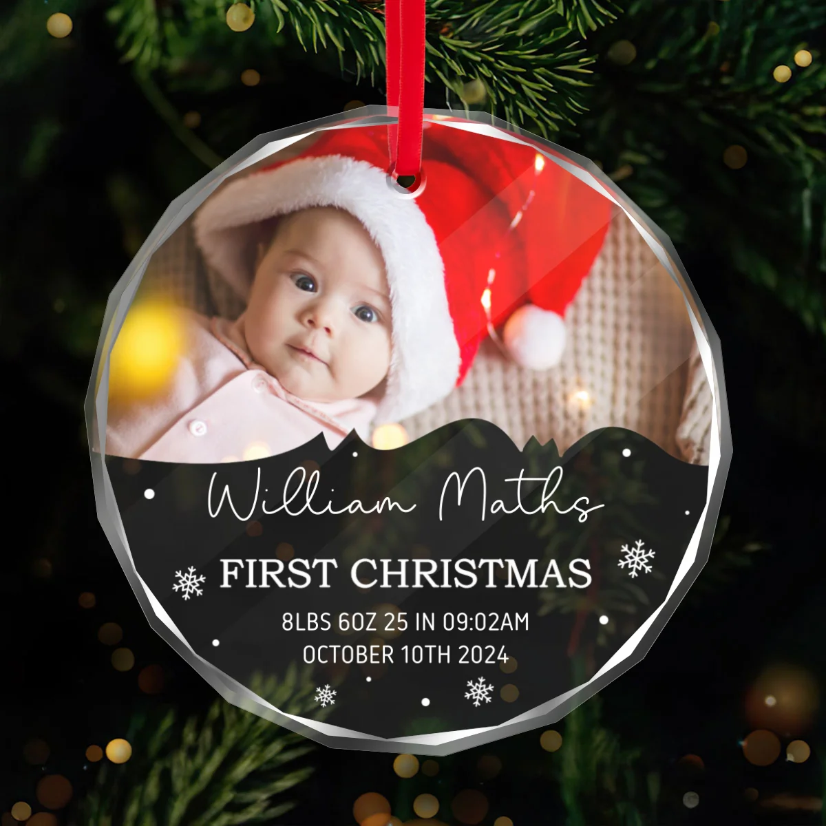 Baby's Frist Christmas Photo Upload Personalized Glass Ornament, Christmas Gift For New Mom New Dad - Image 9