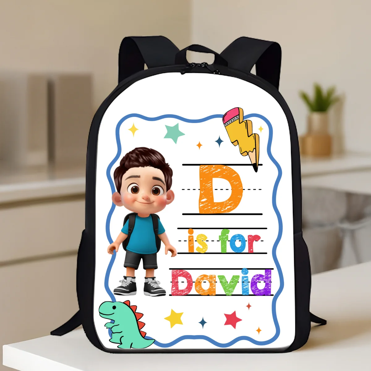 Back To School Gift For Kid, Custom Name Retro Personalized Backpack - Image 13