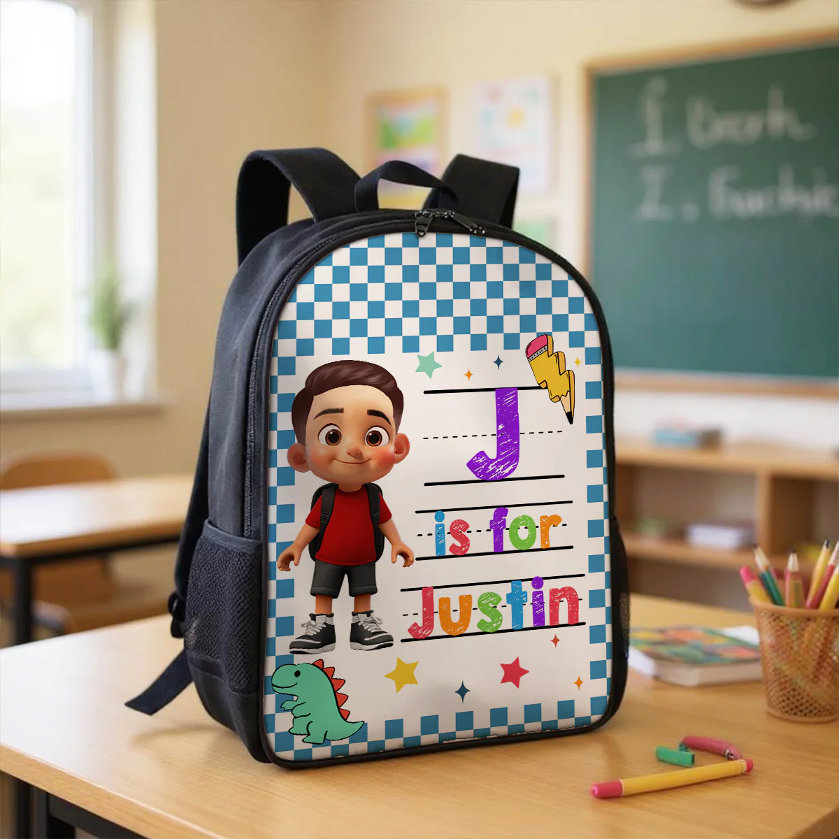 Back To School Gift For Kid, Custom Name Retro Personalized Backpack - Image 3