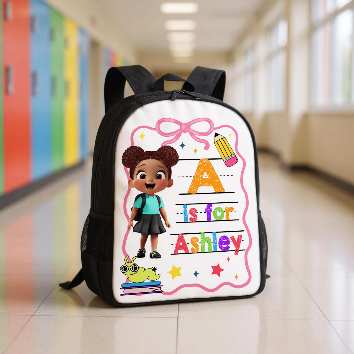 Back To School Gift For Kid, Custom Name Retro Personalized Backpack - Image 4