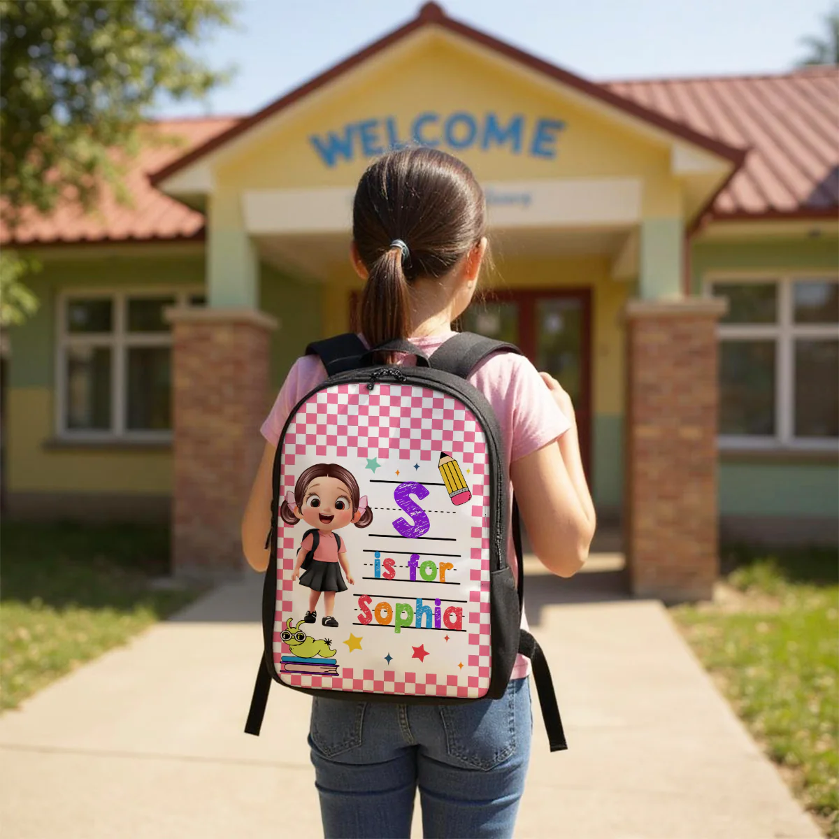 Back To School Gift For Kid, Custom Name Retro Personalized Backpack - Image 6