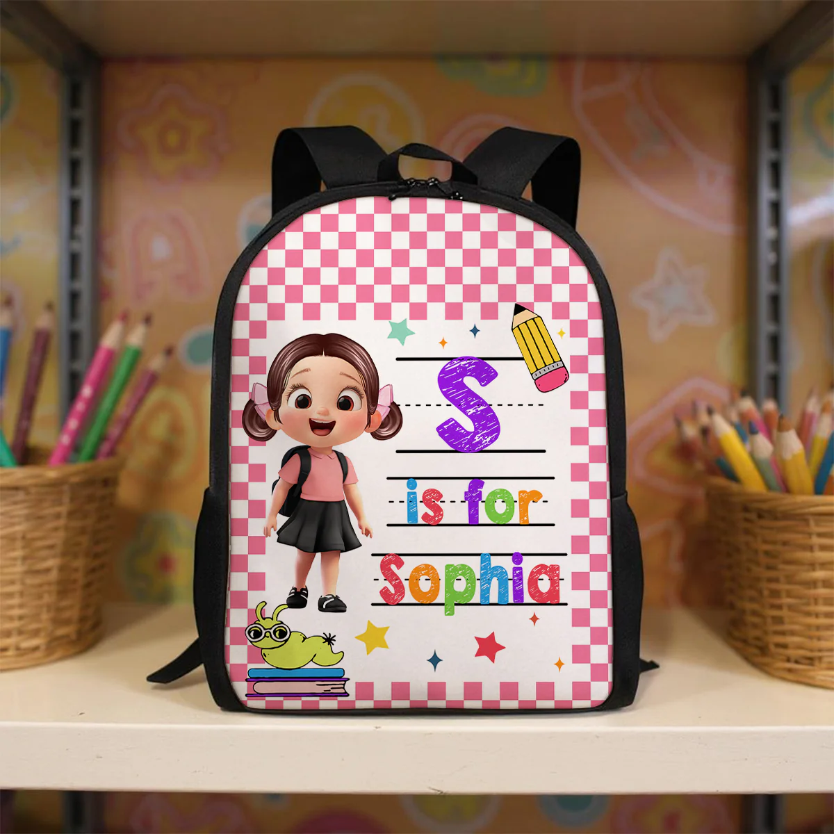 Back To School Gift For Kid, Custom Name Retro Personalized Backpack - Image 7