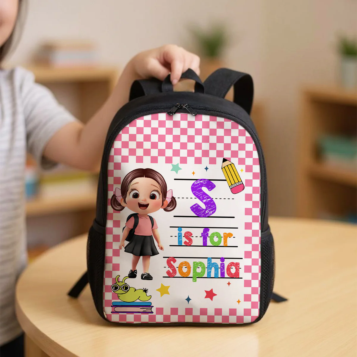 Back To School Gift For Kid, Custom Name Retro Personalized Backpack - Image 9
