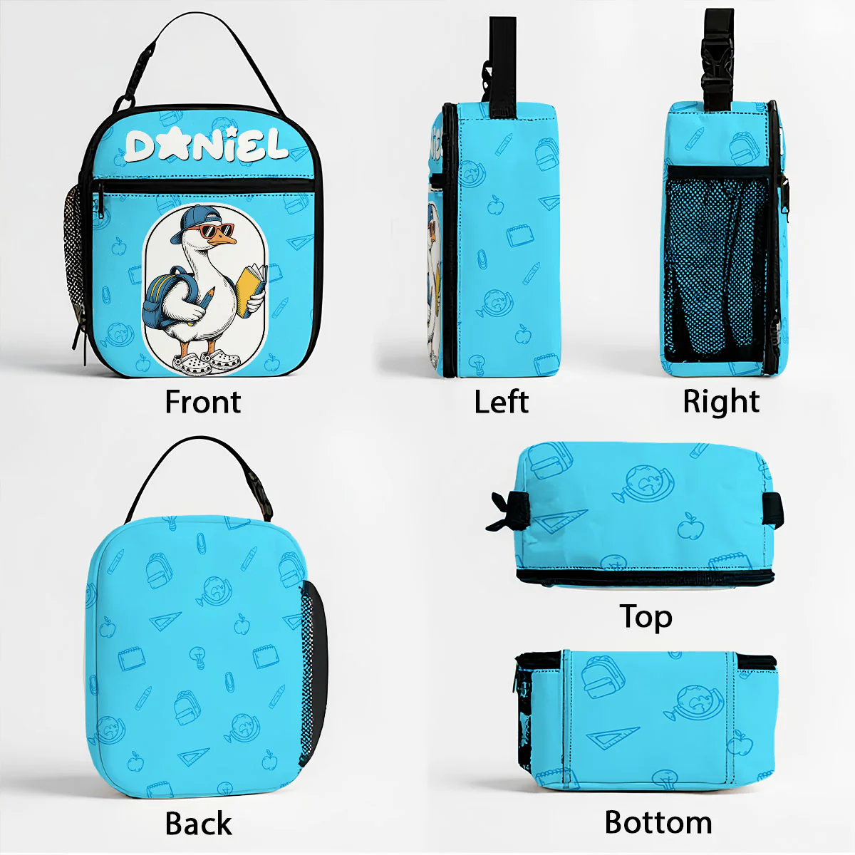 Back to School Goose Personalized Insulated Lunch Bag for Boy Girl - Image 11