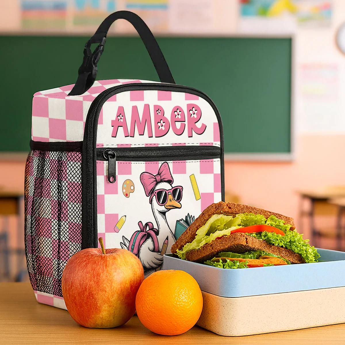 Back to School Goose Personalized Insulated Lunch Bag for Boy Girl - Image 3