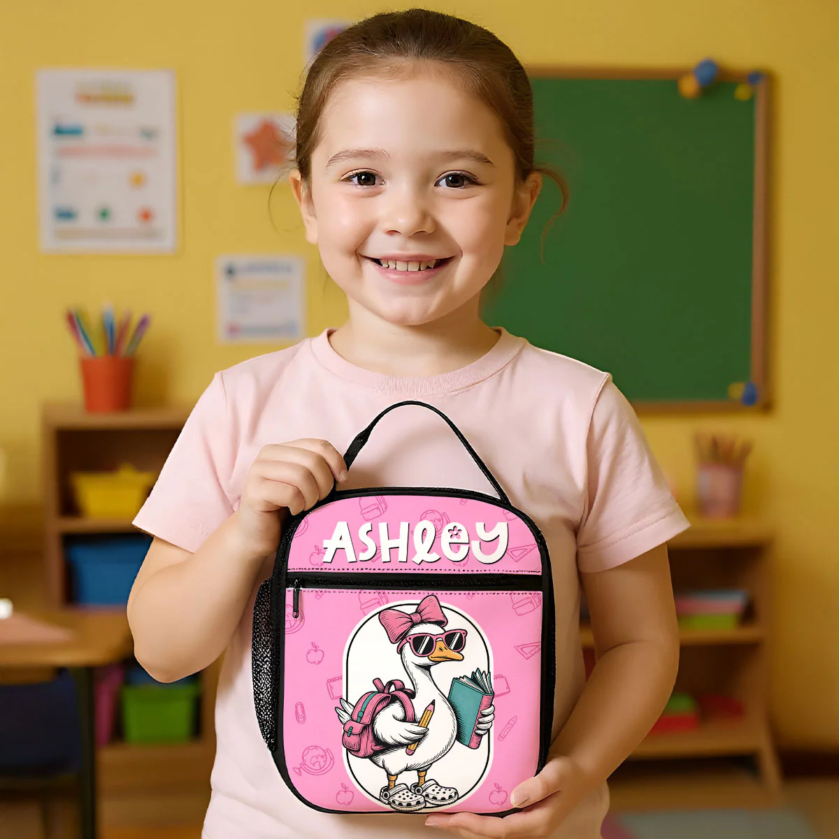 Back to School Goose Personalized Insulated Lunch Bag for Boy Girl - Image 5