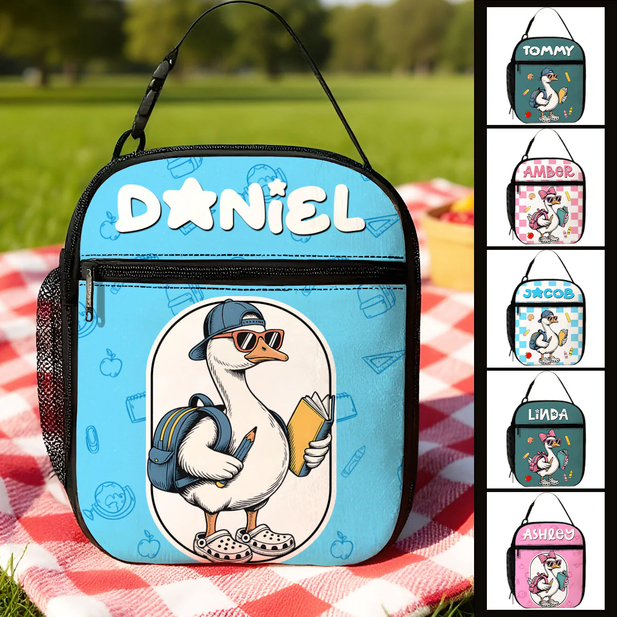 Back to School Goose Personalized Insulated Lunch Bag for Boy Girl - Image 9