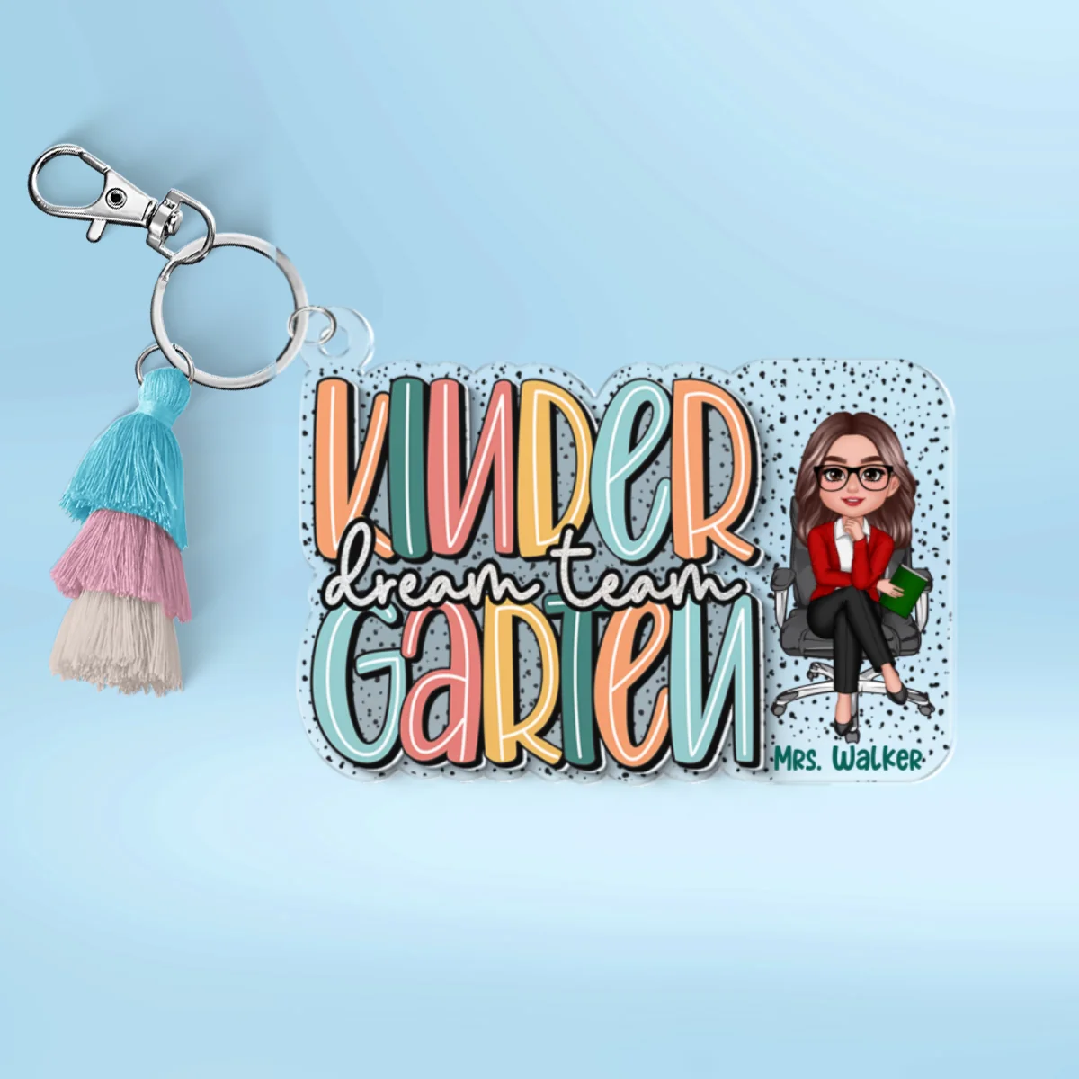 Back to School Teacher Dalmatian Pattern Personalized 2-Layer Acrylic Keychain, First Day of School, Teacher Team - Image 11