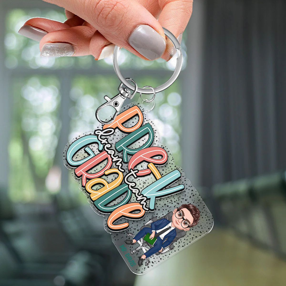 Back to School Teacher Dalmatian Pattern Personalized 2-Layer Acrylic Keychain, First Day of School, Teacher Team - Image 7