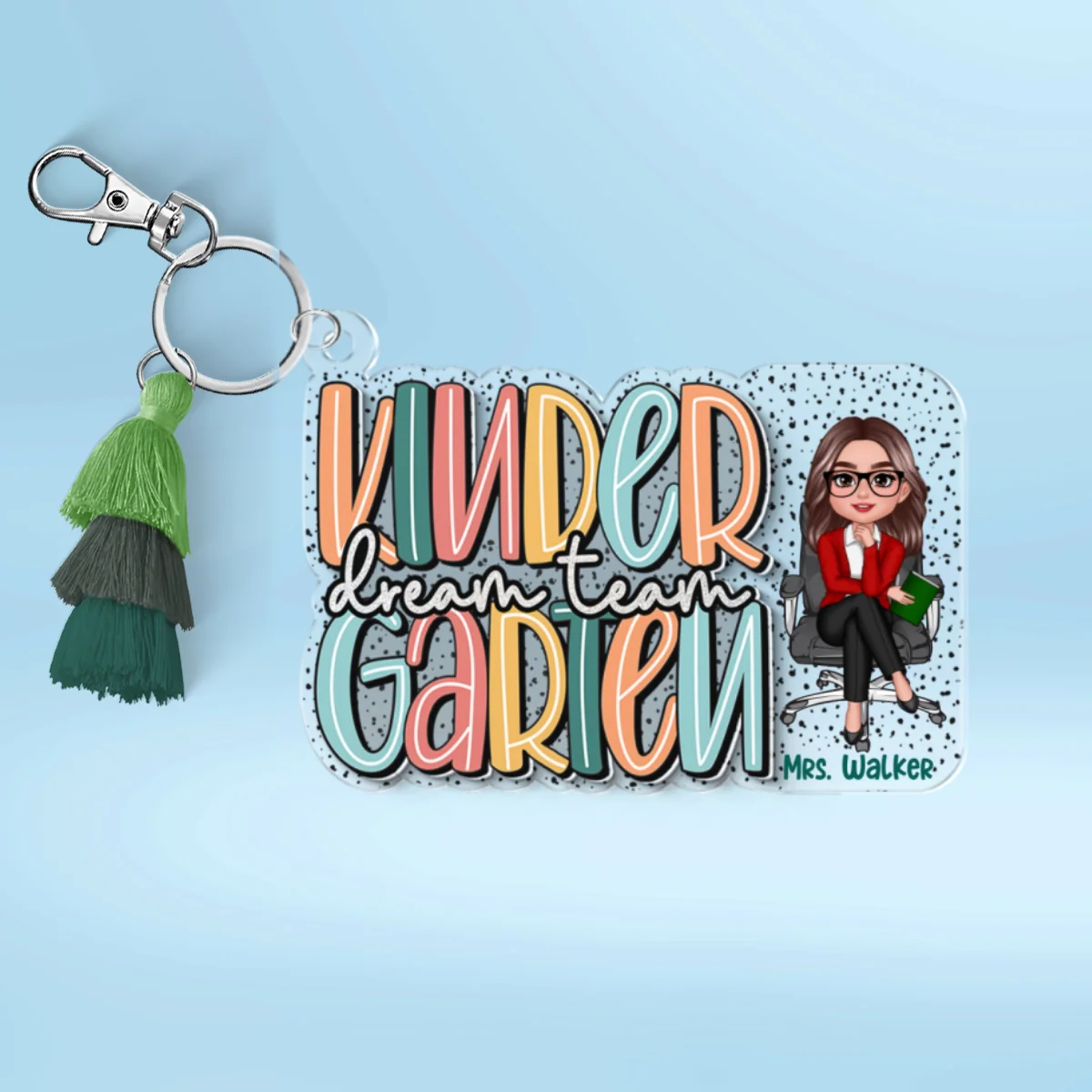 Back to School Teacher Dalmatian Pattern Personalized 2-Layer Acrylic Keychain, First Day of School, Teacher Team - Image 9