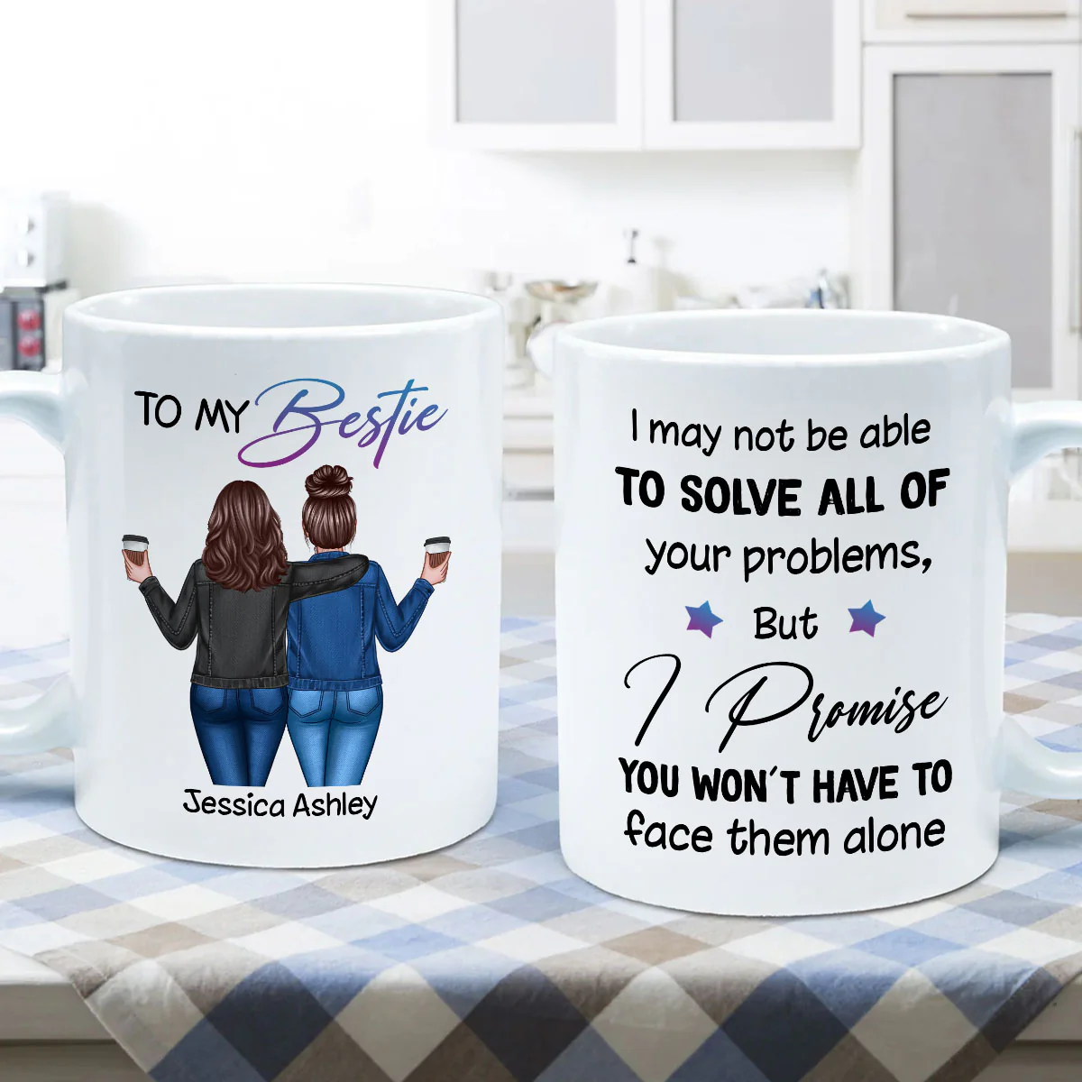 Back View Besties To My Bestie Personalized Mug, Christmas Gift For Best Friends, BFF - Image 5