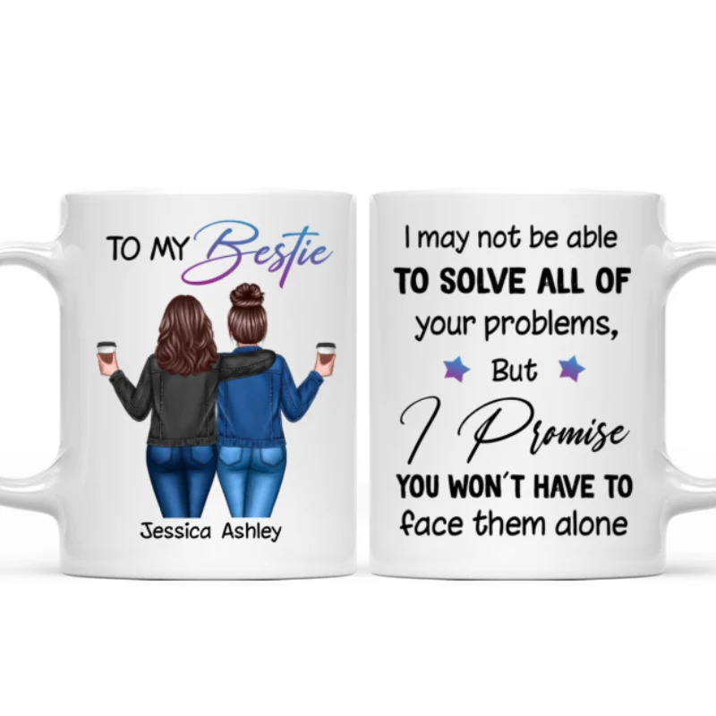 Back View Besties To My Bestie Personalized Mug, Christmas Gift For Best Friends, BFF - Image 7