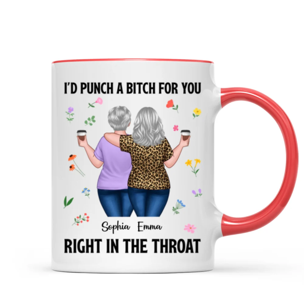 Back View Besties Walking It Takes A Long Time To Grow An Old Friend Floral Personalized Mug, Gift For Best Friends, BFF - Image 11
