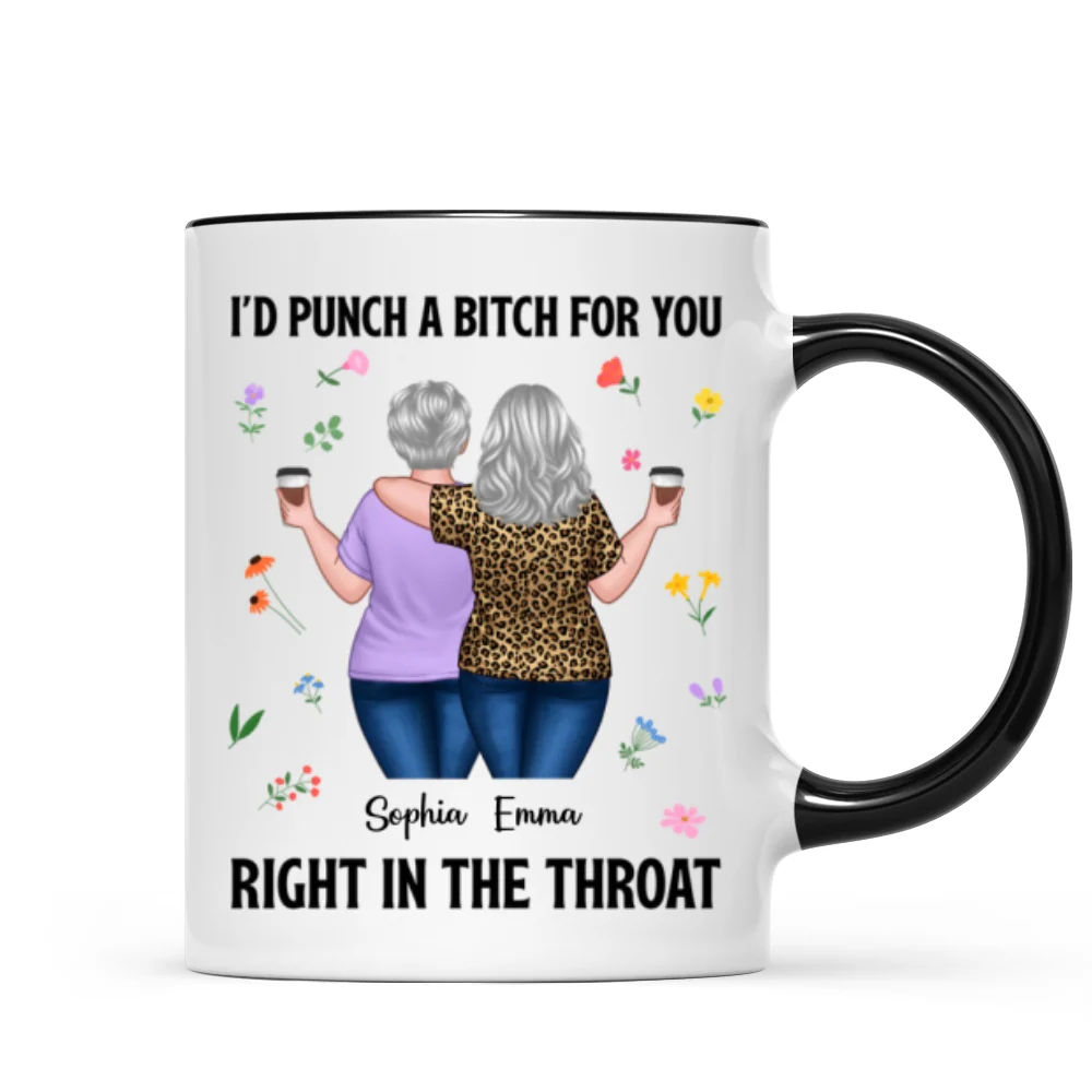 Back View Besties Walking It Takes A Long Time To Grow An Old Friend Floral Personalized Mug, Gift For Best Friends, BFF - Image 9