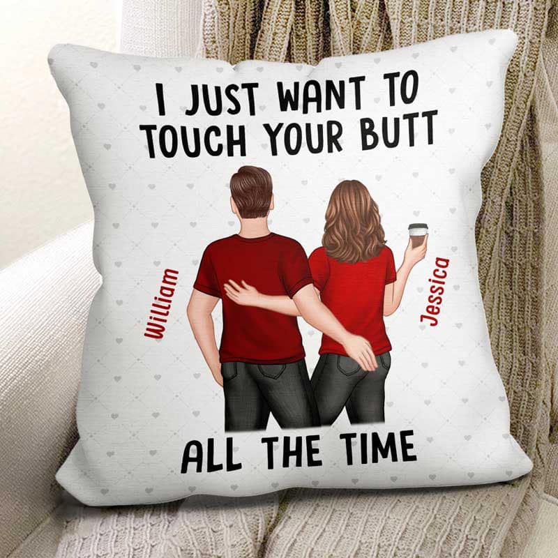 Back View Couple Funny Gift For Him For Her Personalized Pillow - Image 2