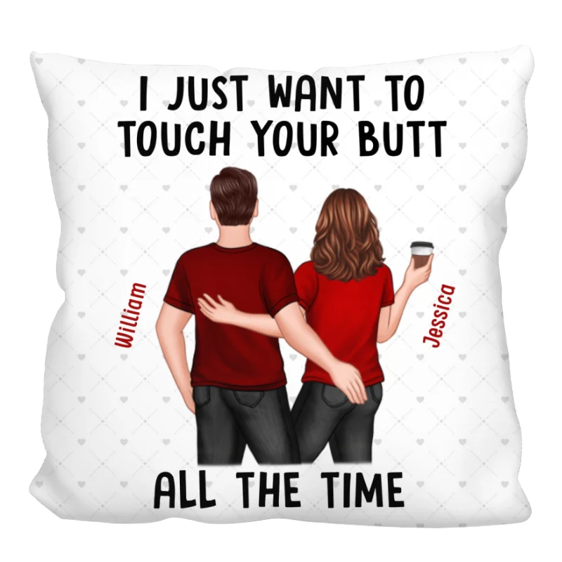 Back View Couple Funny Gift For Him For Her Personalized Pillow - Image 3