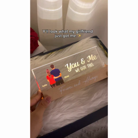 Back View Couple Gift For Him Gift For Her Personalized Acrylic Block LED Night Light - Image 2