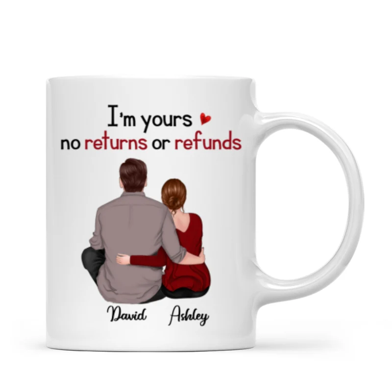 Back View Couple Sitting Anniversary Gift For Him Gift For Her Personalized Mug - Image 4