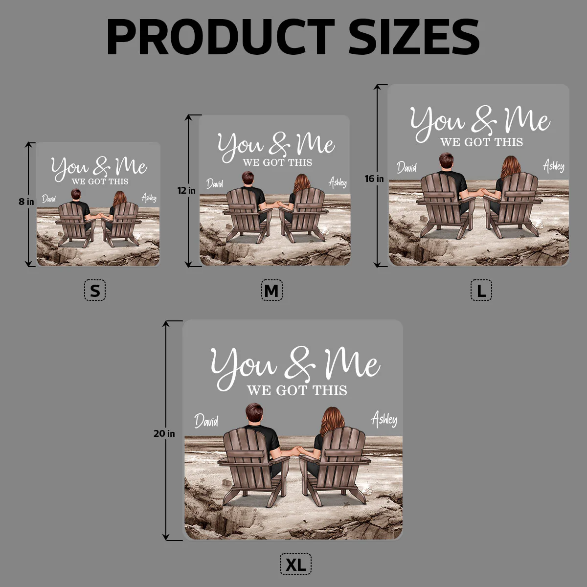 Back View Couple Sitting Beach Landscape Personalized Decal - Image 7