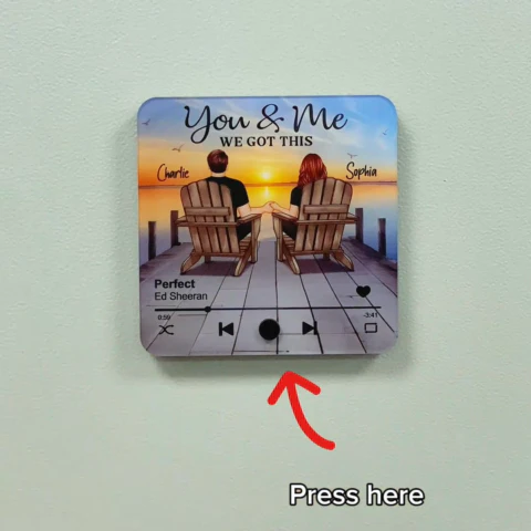 Eternal Love Couple Sitting On The Lake Dock - Personalized Music Fridge Magnet - Heartfelt Gift For Couple, For Him, For Her, Husband, Wife - Image 2