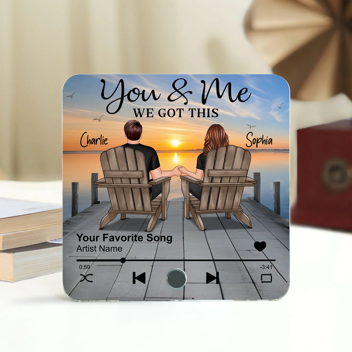 Eternal Love Couple Sitting On The Lake Dock - Personalized Music Fridge Magnet - Heartfelt Gift For Couple, For Him, For Her, Husband, Wife - Image 3