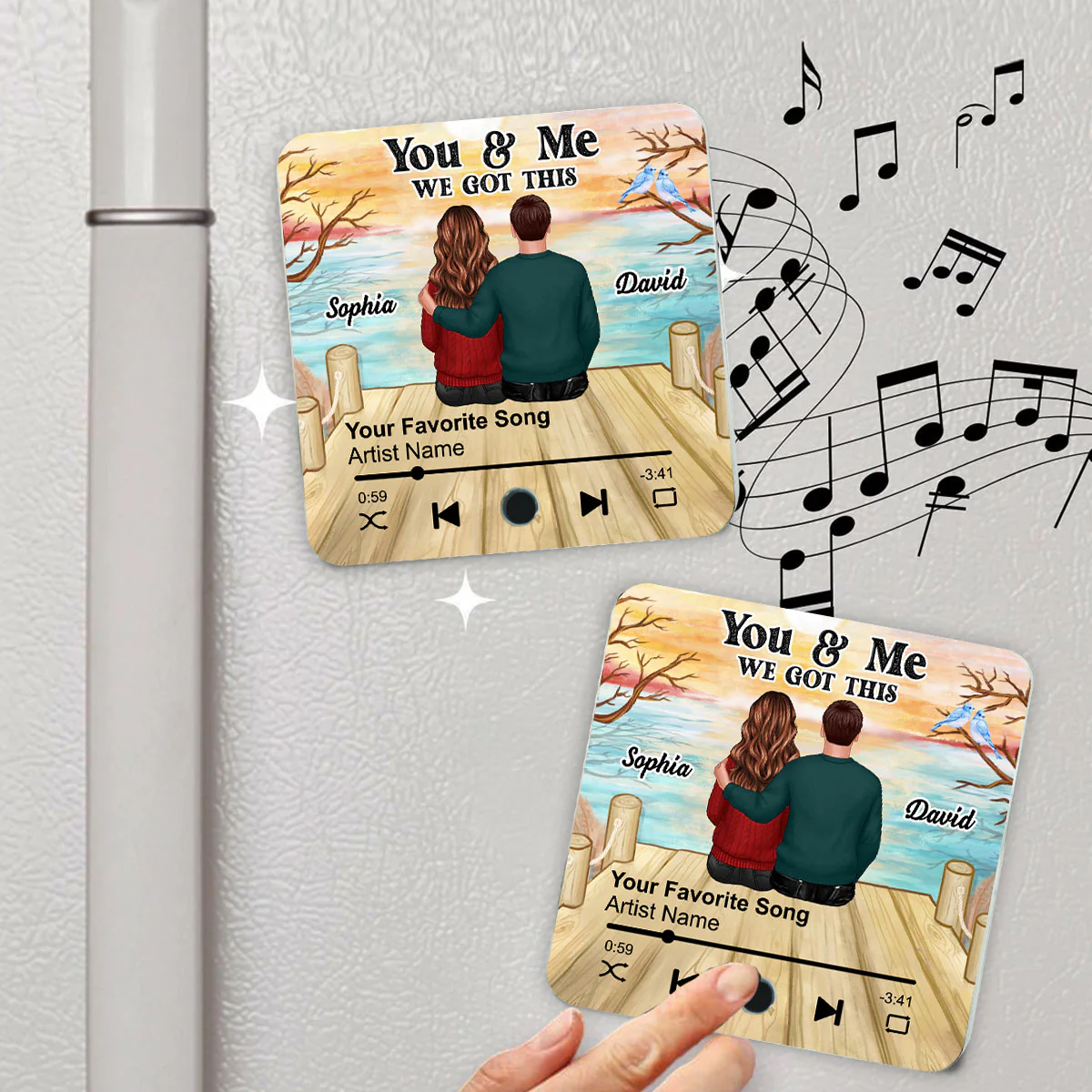 Couple Sitting Together Personalized Music Fridge Magnet, Heartfelt 2025 Gift For Couple, For Him, For Her, Boyfriend, Girlfriend, Husband, Wife - Image 4