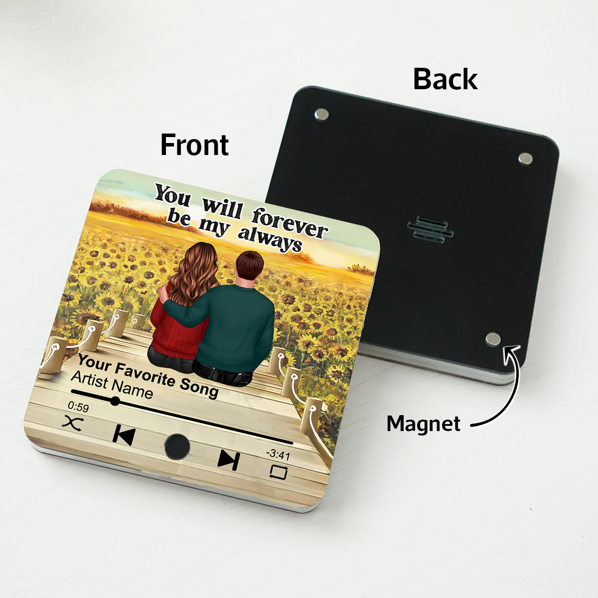 Couple Sitting Together Personalized Music Fridge Magnet, Heartfelt 2025 Gift For Couple, For Him, For Her, Boyfriend, Girlfriend, Husband, Wife - Image 8