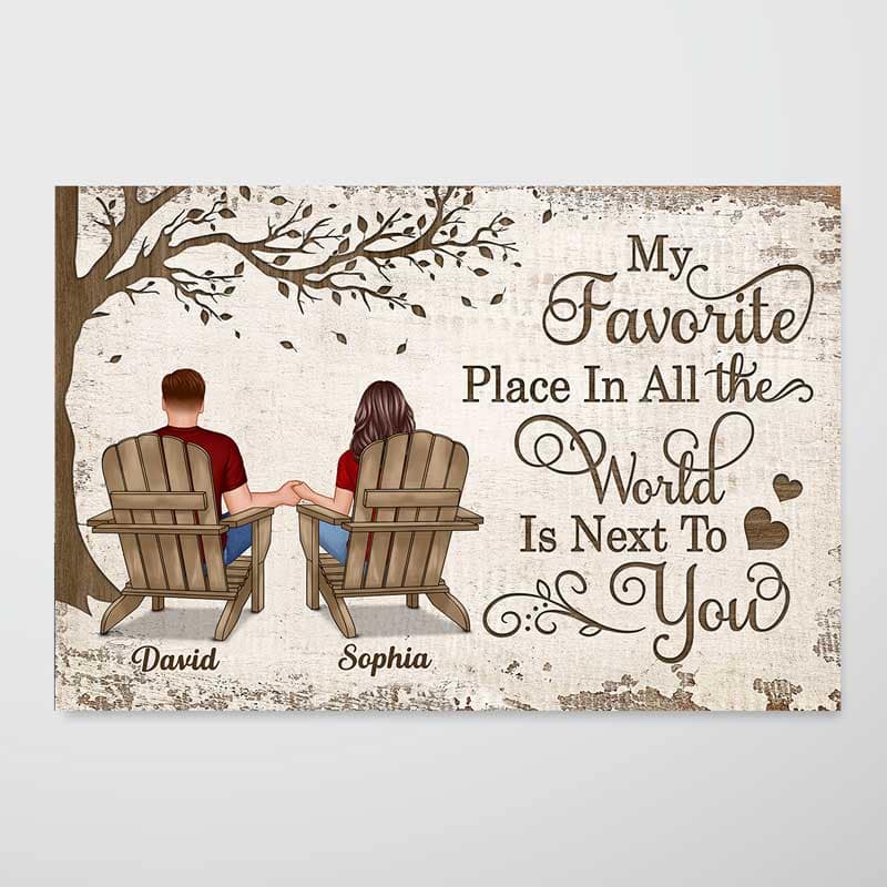 Back View Couple Sitting Under Tree - Personalized Poster - Anniversary Gift for Your Loved Ones - Image 10